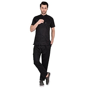 unisex medical collar scrub suits regular fit  short sleeves and bottom uniform ideal for doctors nurses dentistsamphealthcare professionals scrub suit made of 100 cotton xx-largeblack