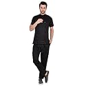 Unisex Medical Collar Scrub Suits Regular fit | Short Sleeves and Bottom Uniform Ideal for Doctors Nurses Dentists&amp;Healthcare Professionals scrub suit made of 100% cotton (XX-Large,Black)