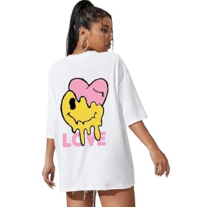 DENIMHOLIC Cotton Half Sleeve Printed Oversized t