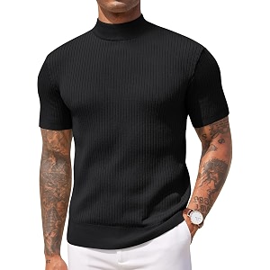 DENIMHOLIC Mens Cotton High Neck T Shirt