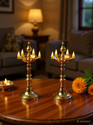 Denique Brass Kerala Long Diya Diyas,Lamp,Deepam,kashi Pital Diya for Puja.pack 2 Brass (Pack of 2) Table Diya Set