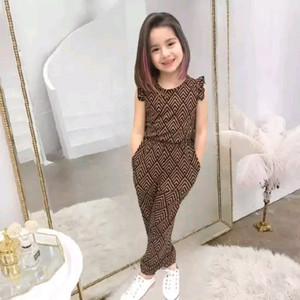 denjim fashion chevron girls jumpsuit