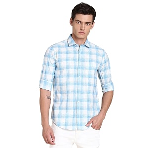 Dennis Lingo Mens Blue Casual Shirt