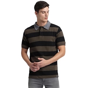 Dennis Lingo Mens Cotton Grey Stripes Regular