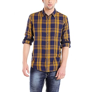 Dennis Lingo Mens Cotton Checkered Slim Fit