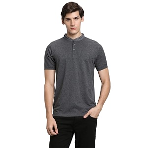 Dennis Lingo Mens Cotton Grey Solid Regular