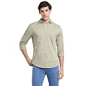 Dennis Lingo Men's Cotton Casual Shirt, Long Sleeve Regular Fit Spread Collar