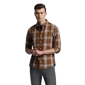 Dennis Lingo Mens Khaki Cotton Casual Shirt
