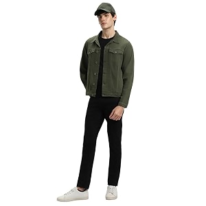 DENNIS LINGO Mens Olive Washed Cotton Denim