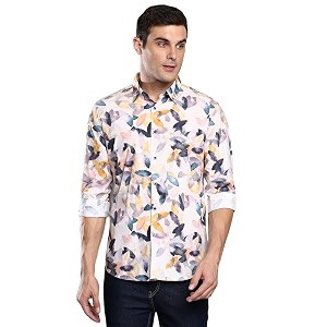 Dennis Lingo Mens Printed Slim Fit Satin
