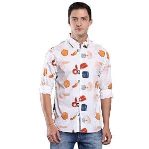 Dennis Lingo Mens Printed Slim Fit Satin