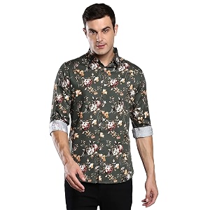 Dennis Lingo Mens Printed Slim Fit Satin