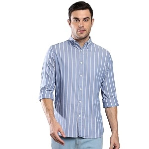 Dennis Lingo Mens Striped Slim Fit Oxford