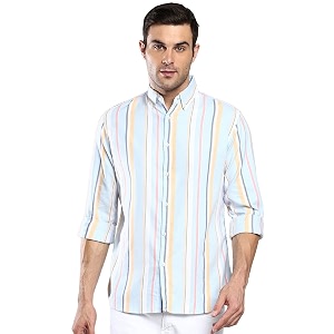 Dennis Lingo Mens Striped Slim Fit Oxford