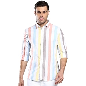 Dennis Lingo Mens Striped Slim Fit Oxford