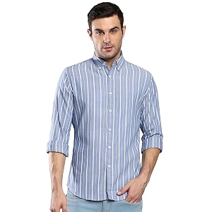 Dennis Lingo Mens Striped Slim Fit Oxford
