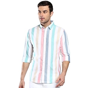 Dennis Lingo Mens Striped Slim Fit Oxford