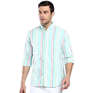 Dennis Lingo Mens Striped Slim Fit Oxford