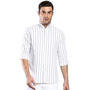 Dennis Lingo Mens Striped Slim Fit Oxford