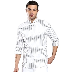 Dennis Lingo Mens Striped Slim Fit Oxford
