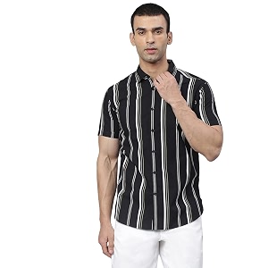 Dennis Lingo Mens Vertical Stripes Slim Fit