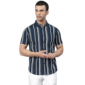 Dennis Lingo Mens Vertical Stripes Slim Fit