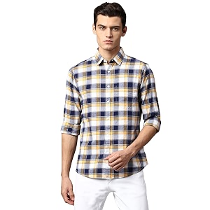 Dennis Lingo Mens Yellow Slim Fit Cotton
