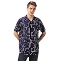 Dennis Lingo Men Blue Printed Viscose Relaxed