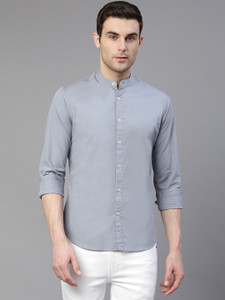 dennis lingo men slim fit solid slim collar casual shirt