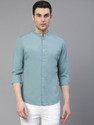 Dennis Lingo Men Solid Casual Blue Shirt