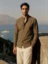 Dennis Lingo Men Solid Casual Brown Shirt