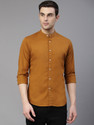 Dennis Lingo Men Slim Fit Solid Mandarin Collar Casual Shirt