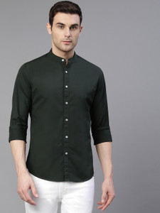 dennis lingo men solid casual green shirt