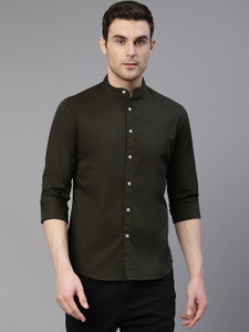 dennis lingo men solid casual green shirt