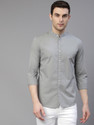 Dennis Lingo Men Solid Casual Grey Shirt