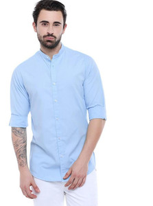 dennis lingo men solid casual light blue shirt