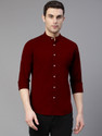 Dennis Lingo Men Solid Casual Maroon Shirt