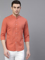 Dennis Lingo Men Slim Fit Solid Mandarin Collar Casual Shirt