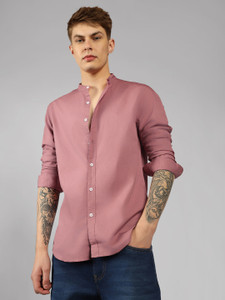dennis lingo men solid casual pink shirt