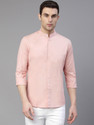 Dennis Lingo Men Solid Casual Pink Shirt