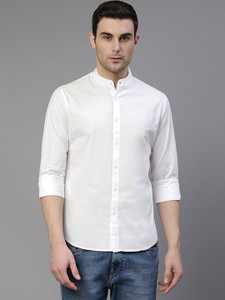 dennis lingo men solid casual white shirt
