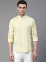 Dennis Lingo Men Solid Casual Yellow Shirt