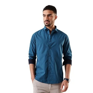 Dennis Lingo Men Solid Spread Collar Full