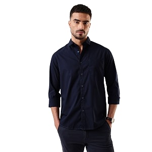 Dennis Lingo Men Solid Spread Collar Full