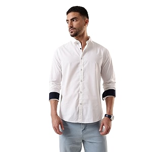 Dennis Lingo Men Solid Spread Collar Full