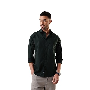 Dennis Lingo Men Solid Spread Collar Full