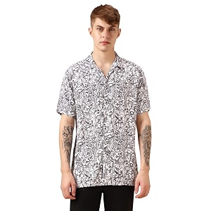 Dennis Lingo Men White Rayon Half Sleeve