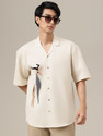 DENNISON Men Embroidered Casual White Shirt