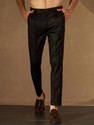 DENNISON Men Tapered Black Polyester Trousers