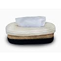 DENOVA Cotton Tissue Box Holder, Handcrafted Tissue Container for 100 Pulls Paper Towel Dispenser for Office Living Bedroom Car Desk Dining Table Home Decor (Oval, Black White)